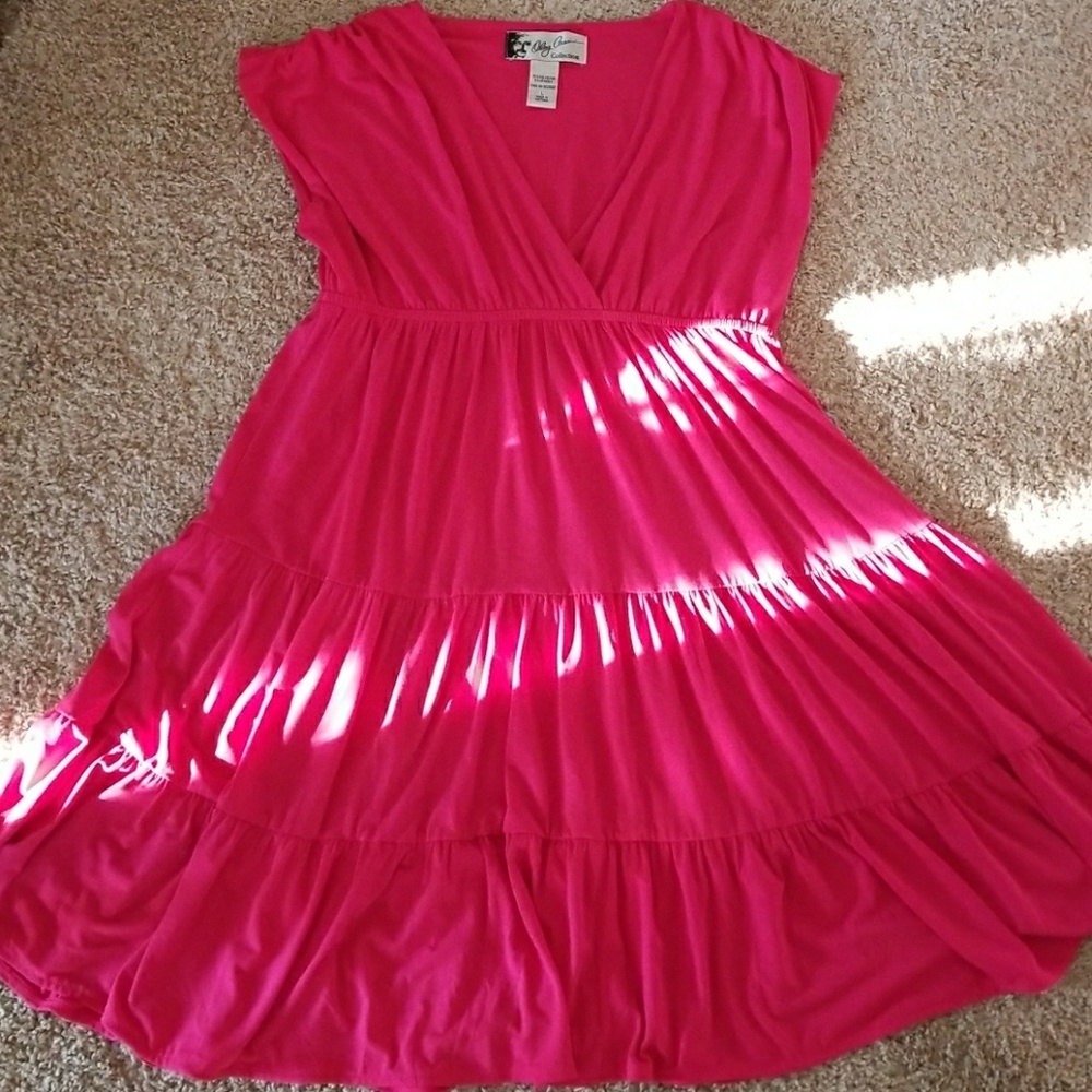 NWOT Oleg Cassini Summer Dress wrap front pink L